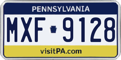 PA license plate MXF9128