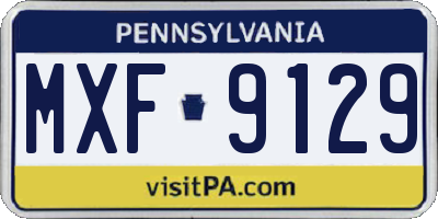 PA license plate MXF9129