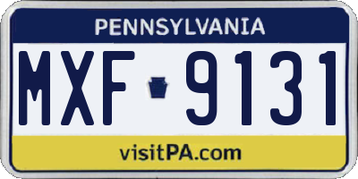 PA license plate MXF9131