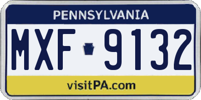 PA license plate MXF9132