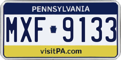 PA license plate MXF9133