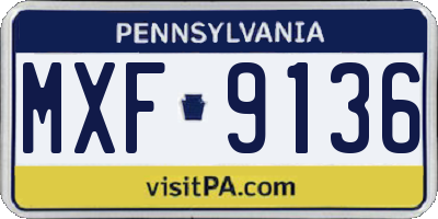 PA license plate MXF9136