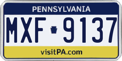 PA license plate MXF9137