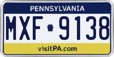 PA license plate MXF9138