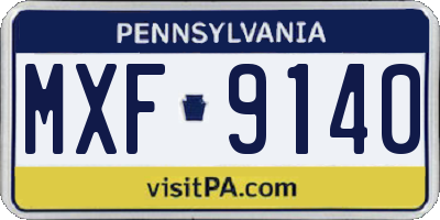 PA license plate MXF9140