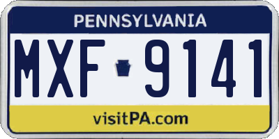 PA license plate MXF9141
