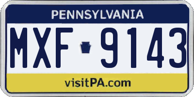 PA license plate MXF9143
