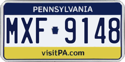 PA license plate MXF9148