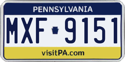 PA license plate MXF9151