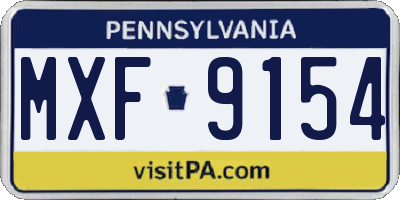 PA license plate MXF9154