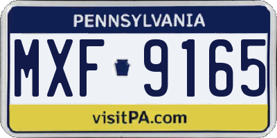 PA license plate MXF9165