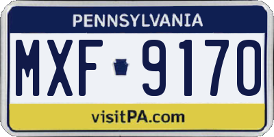 PA license plate MXF9170