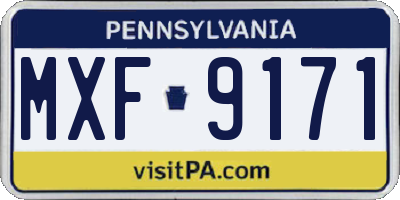 PA license plate MXF9171