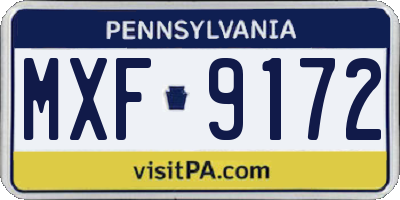 PA license plate MXF9172