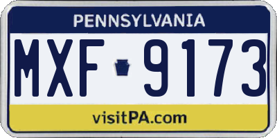 PA license plate MXF9173