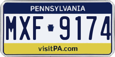 PA license plate MXF9174