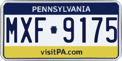 PA license plate MXF9175