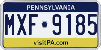 PA license plate MXF9185