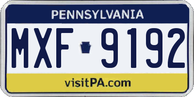 PA license plate MXF9192
