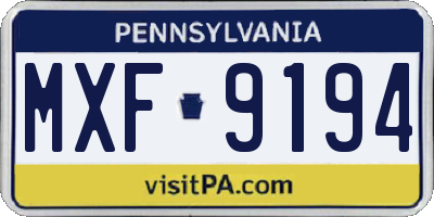 PA license plate MXF9194