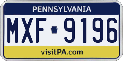 PA license plate MXF9196