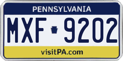 PA license plate MXF9202