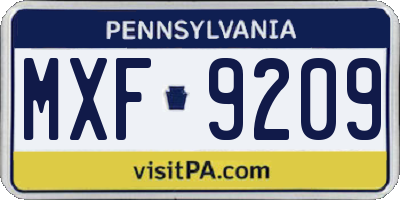 PA license plate MXF9209