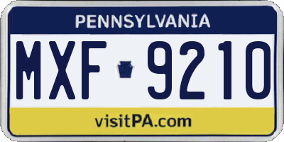PA license plate MXF9210