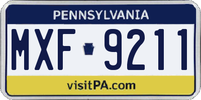 PA license plate MXF9211