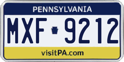 PA license plate MXF9212