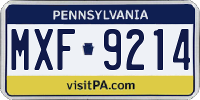 PA license plate MXF9214