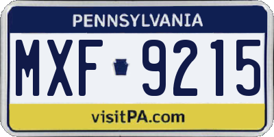 PA license plate MXF9215