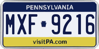 PA license plate MXF9216