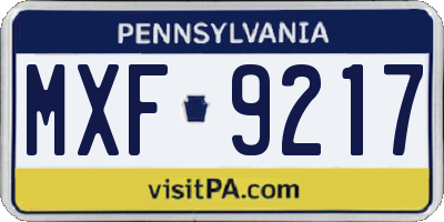 PA license plate MXF9217