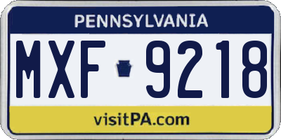 PA license plate MXF9218