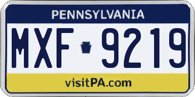 PA license plate MXF9219