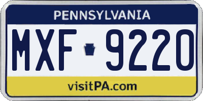 PA license plate MXF9220