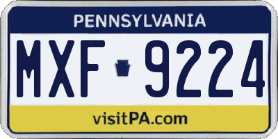 PA license plate MXF9224