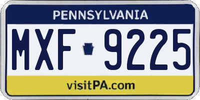 PA license plate MXF9225