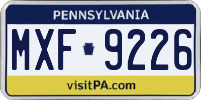 PA license plate MXF9226