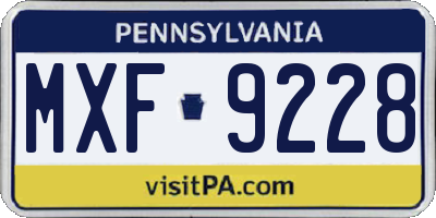PA license plate MXF9228