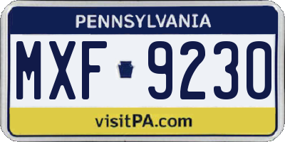 PA license plate MXF9230