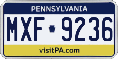 PA license plate MXF9236