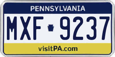 PA license plate MXF9237