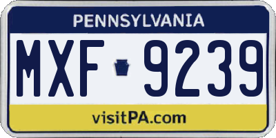 PA license plate MXF9239