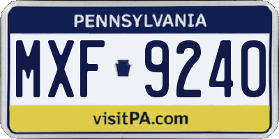 PA license plate MXF9240