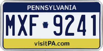 PA license plate MXF9241