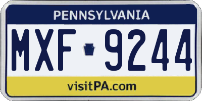 PA license plate MXF9244