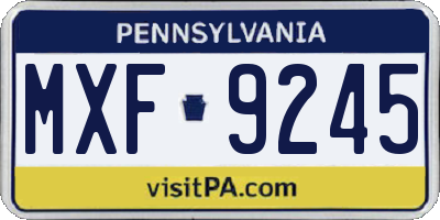 PA license plate MXF9245