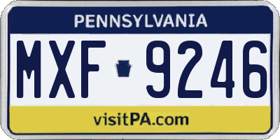 PA license plate MXF9246